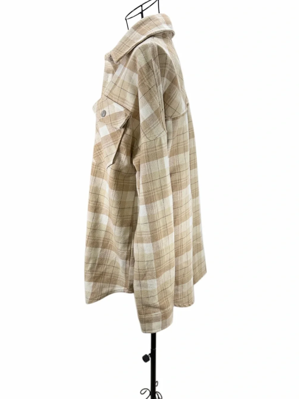 Altar'd State Beige Plaid Utility Shacket